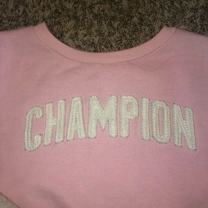 Baby pink faux Sherpa champion crewneck